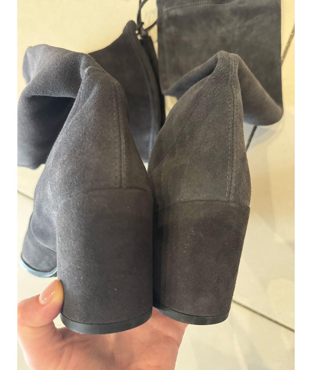 STUART WEITZMAN Антрацитовые замшевые ботфорты, фото 4
