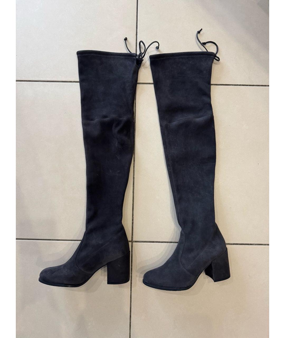 STUART WEITZMAN Антрацитовые замшевые ботфорты, фото 8