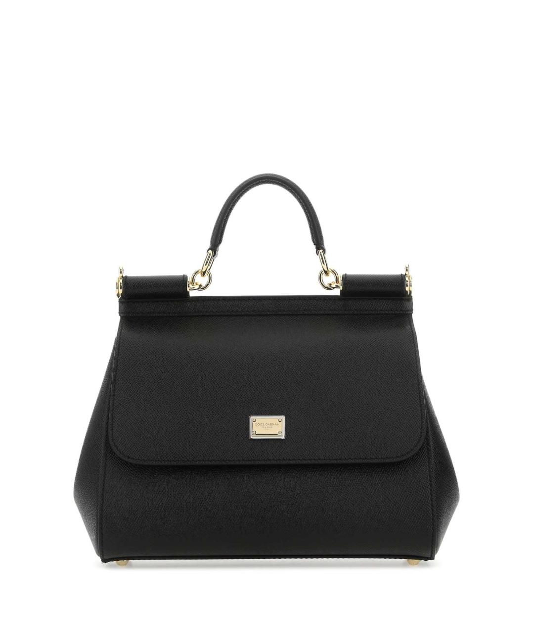 DOLCE&GABBANA Черная кожаная сумка с короткими ручками, фото 1