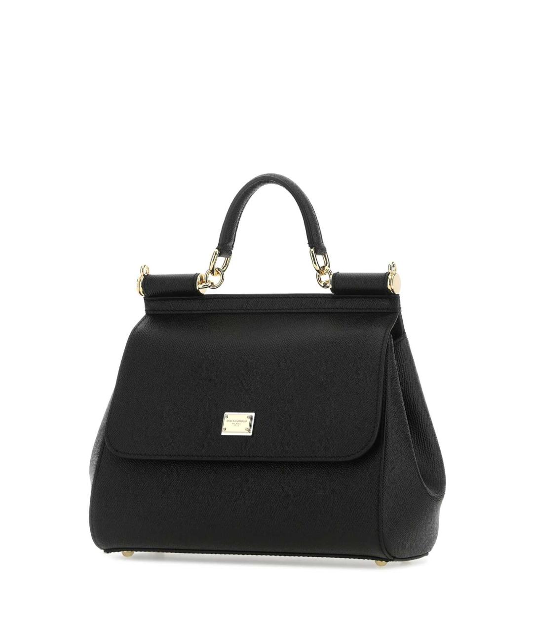 DOLCE&GABBANA Черная кожаная сумка с короткими ручками, фото 2