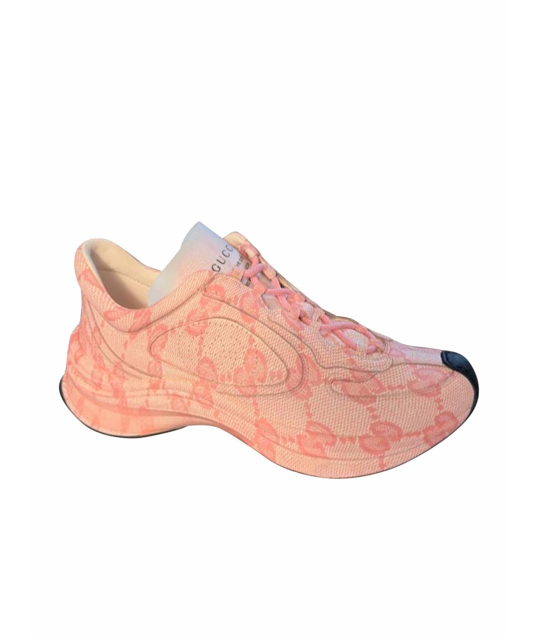 GUCCI Коралловые текстильные кроссовки, фото 8