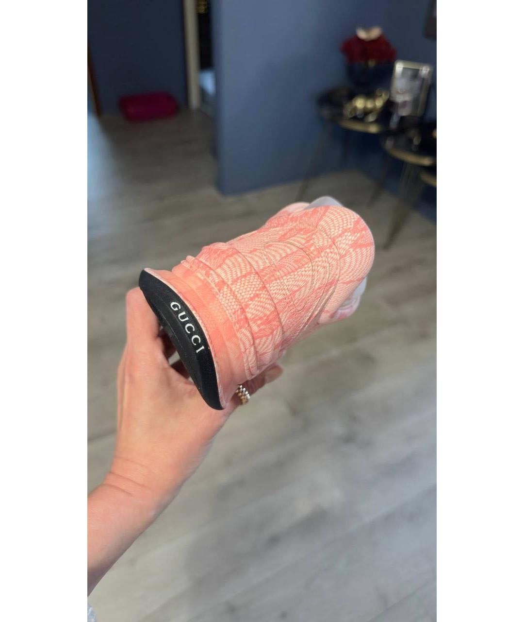 GUCCI Коралловые текстильные кроссовки, фото 5