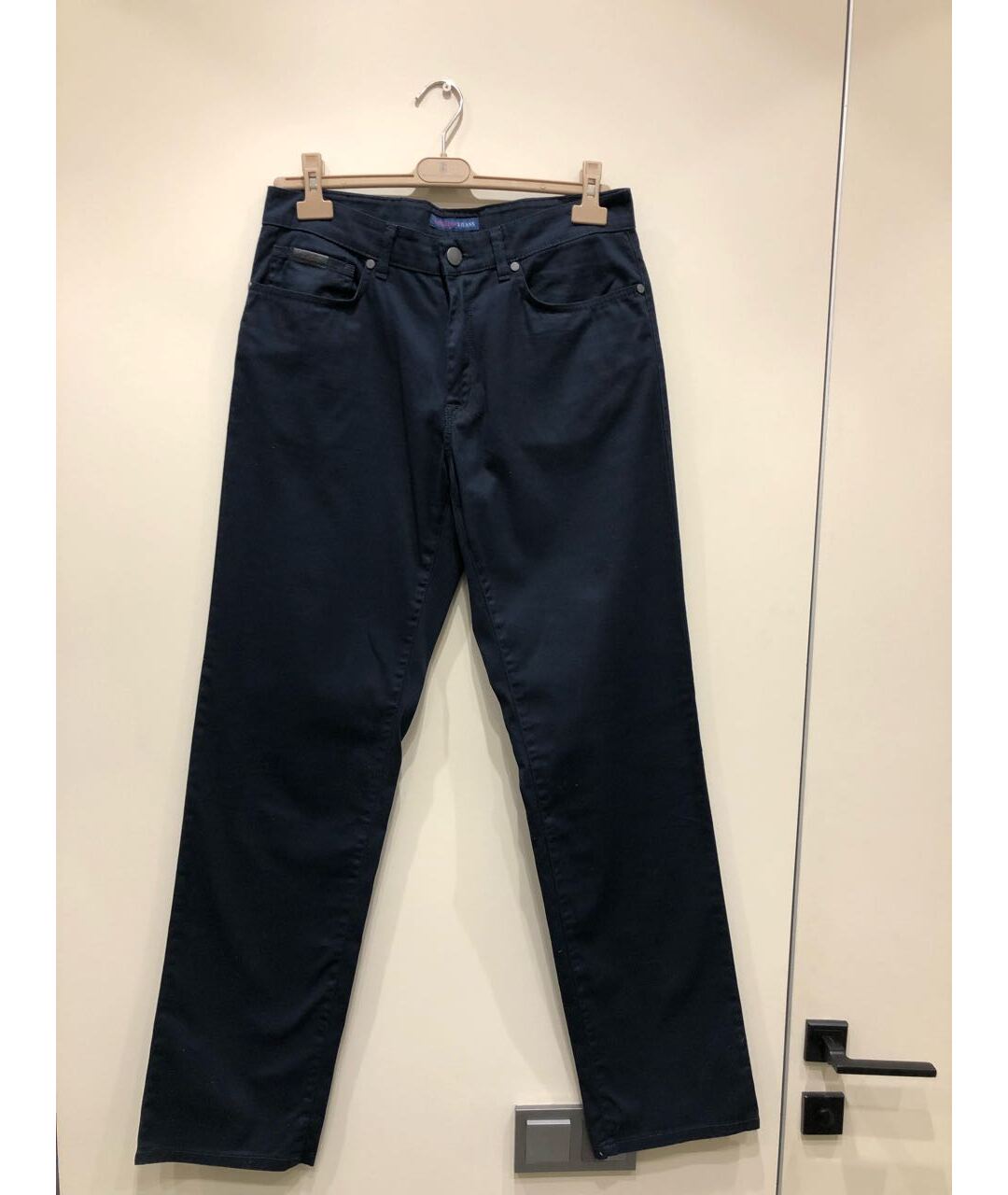 TRUSSARDI JEANS Темно-синие хлопковые повседневные брюки, фото 9