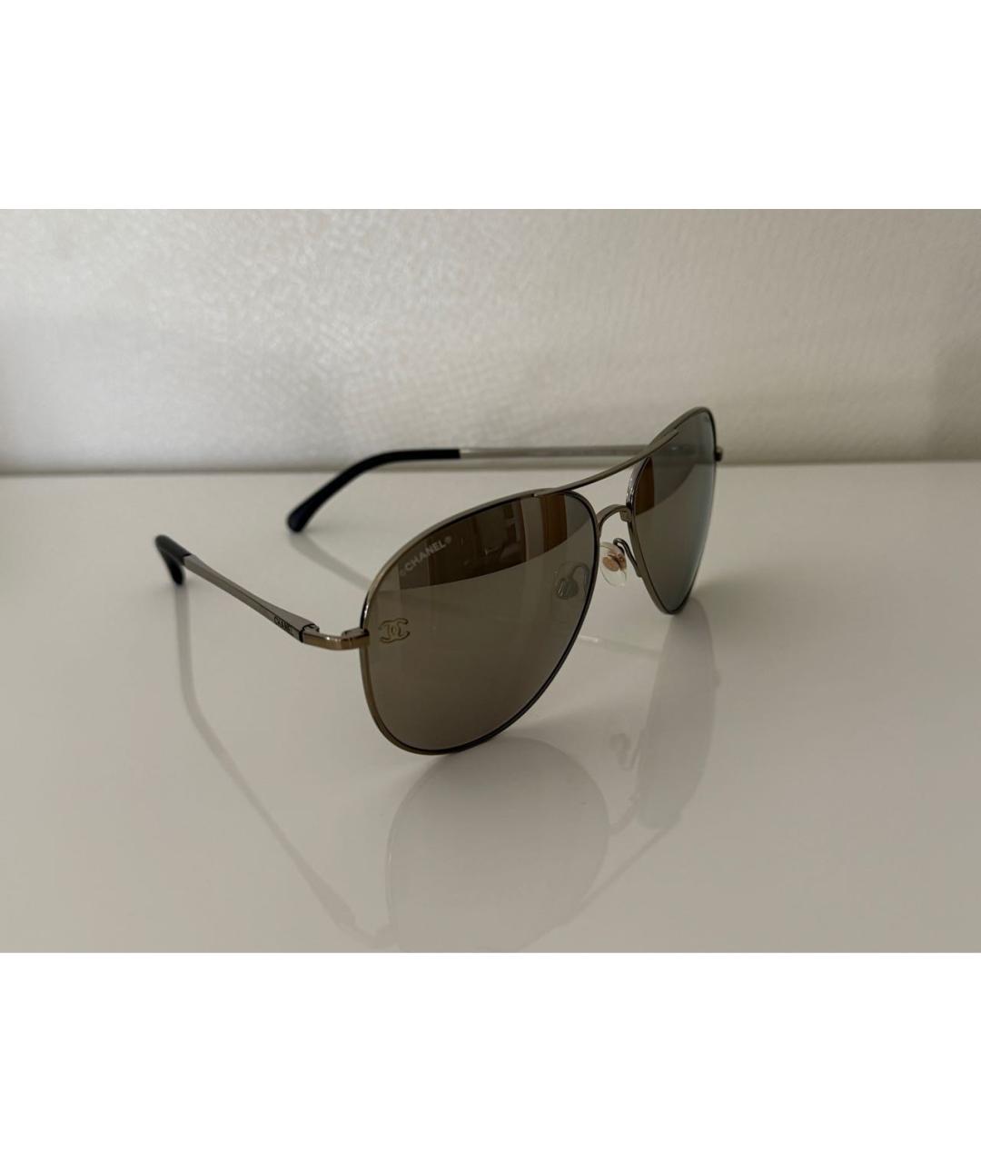 CHANEL Коричневые металлические солнцезащитные очки, фото 2
