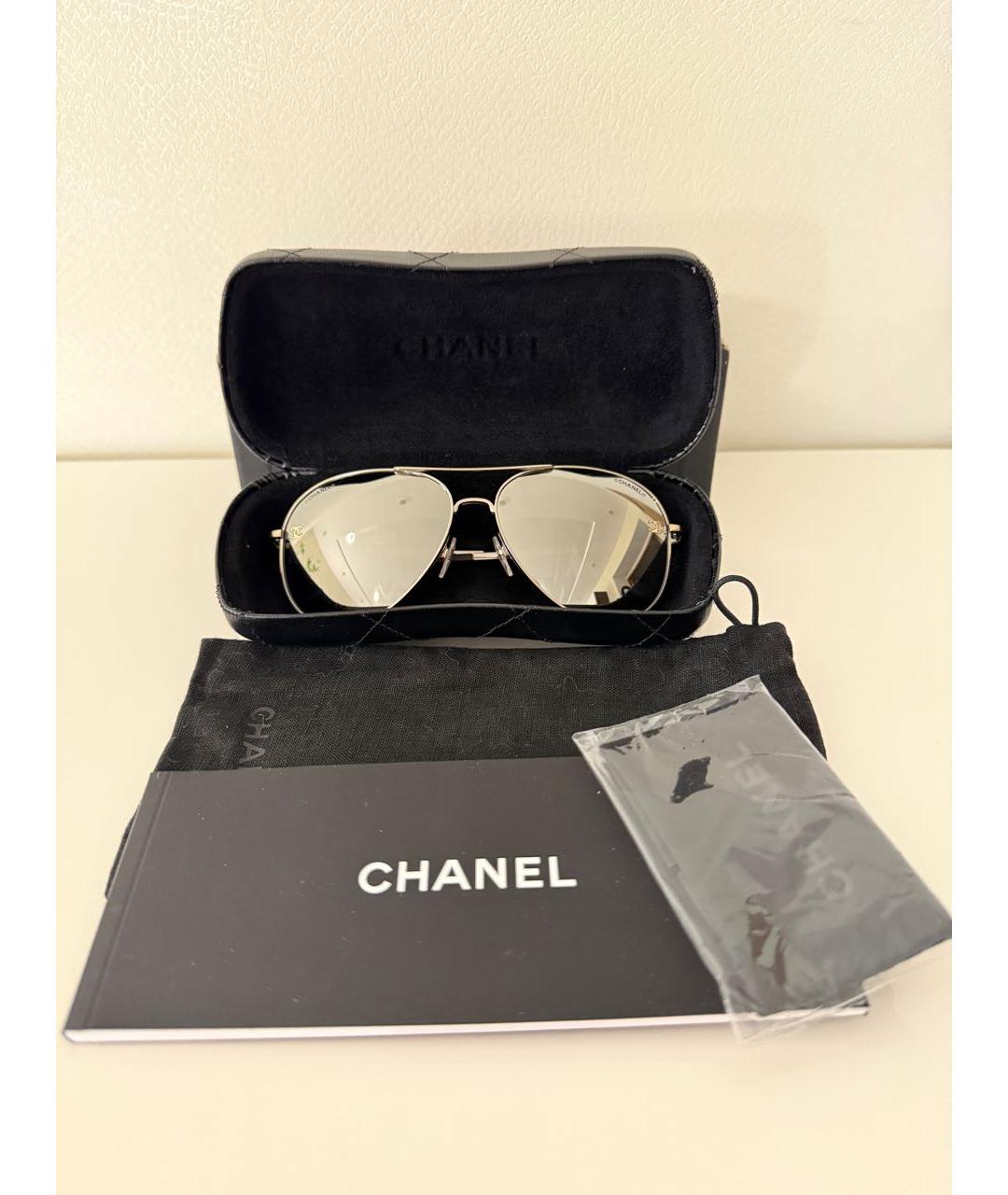 CHANEL Коричневые металлические солнцезащитные очки, фото 4