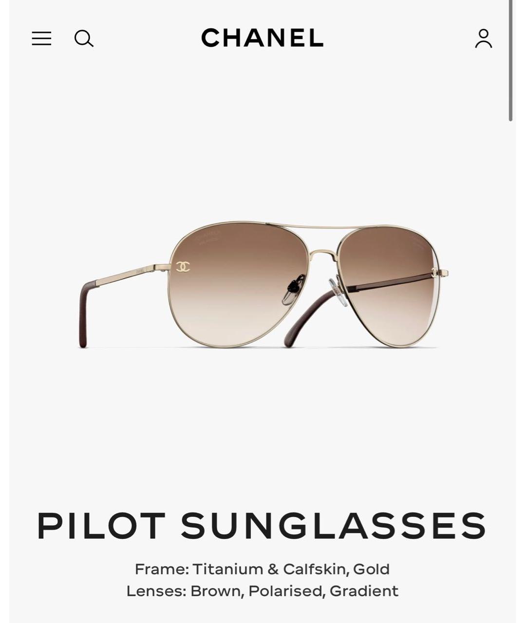 CHANEL Коричневые металлические солнцезащитные очки, фото 7