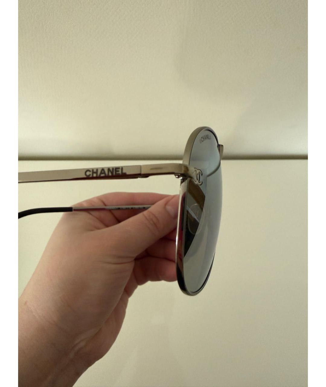 CHANEL Коричневые металлические солнцезащитные очки, фото 3