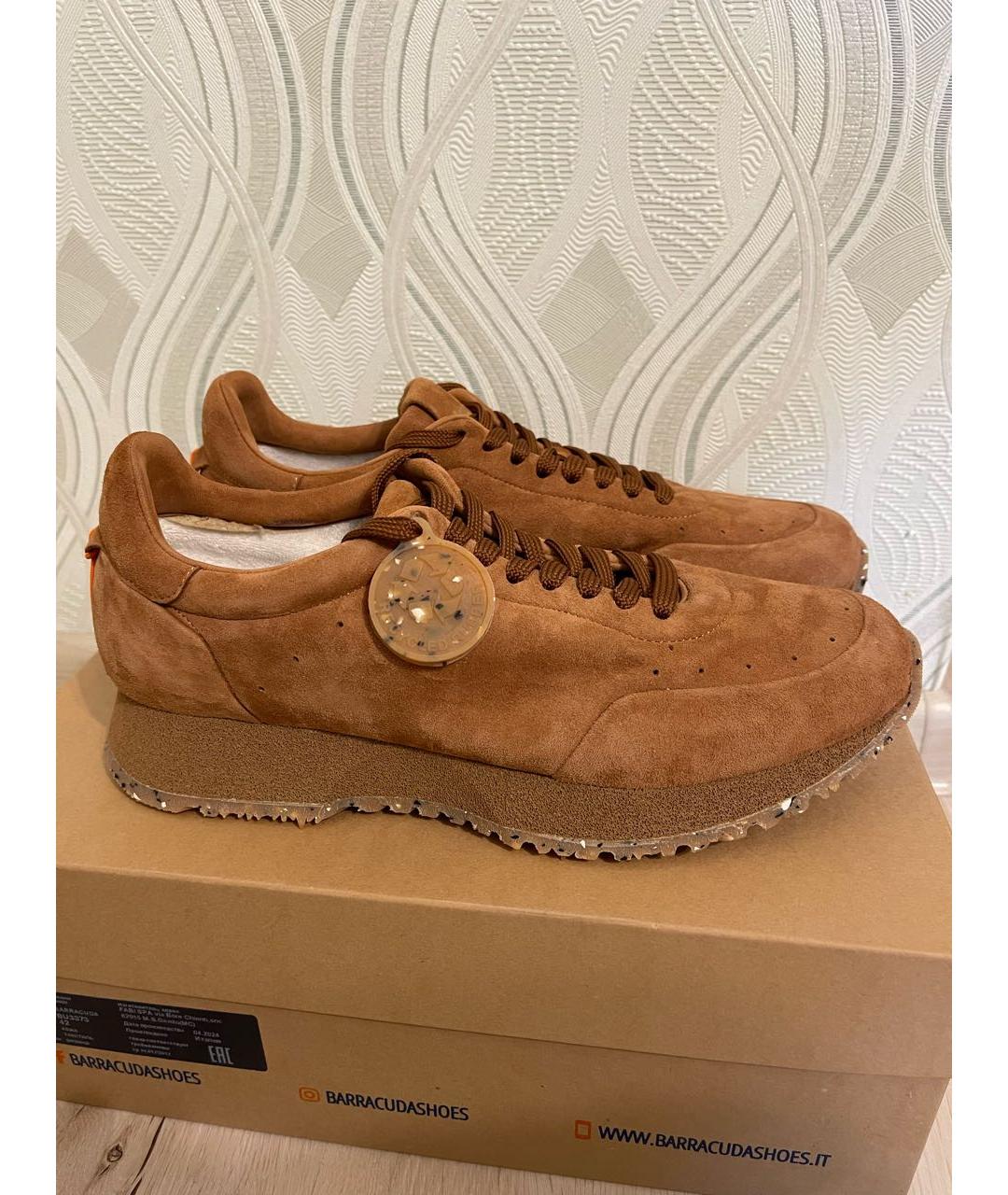 BARRACUDA Коричневые замшевые низкие кроссовки / кеды, фото 5