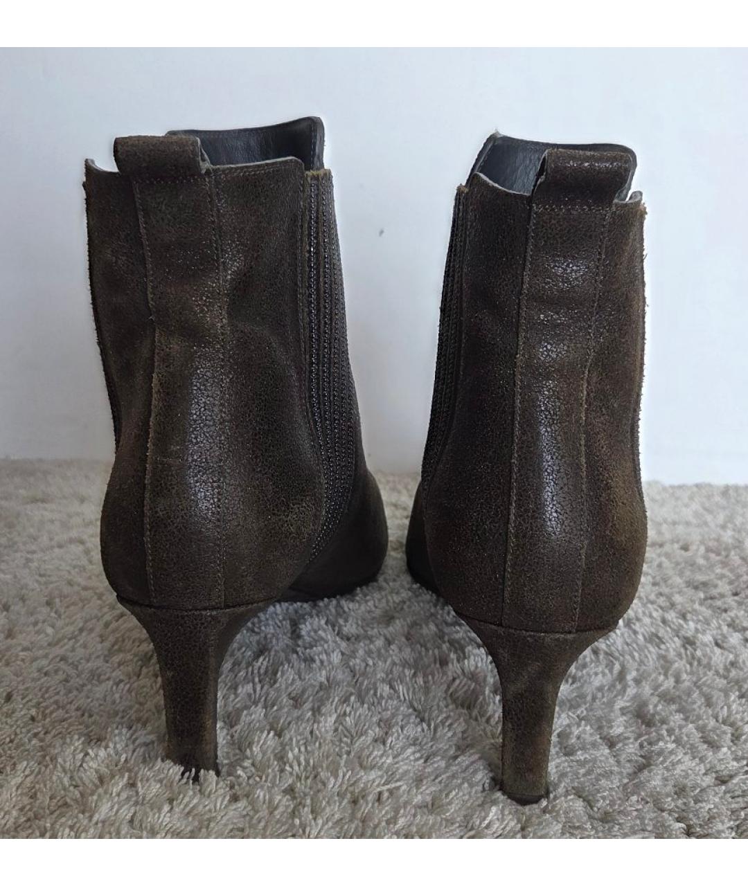 BRUNELLO CUCINELLI Коричневые кожаные ботильоны, фото 4
