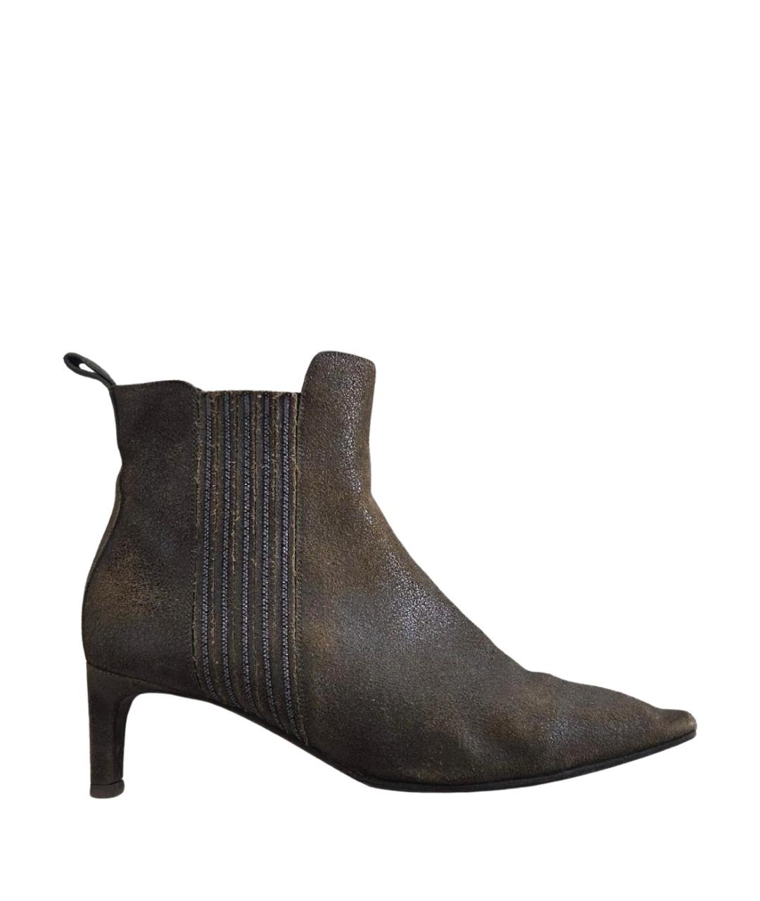 BRUNELLO CUCINELLI Коричневые кожаные ботильоны, фото 1