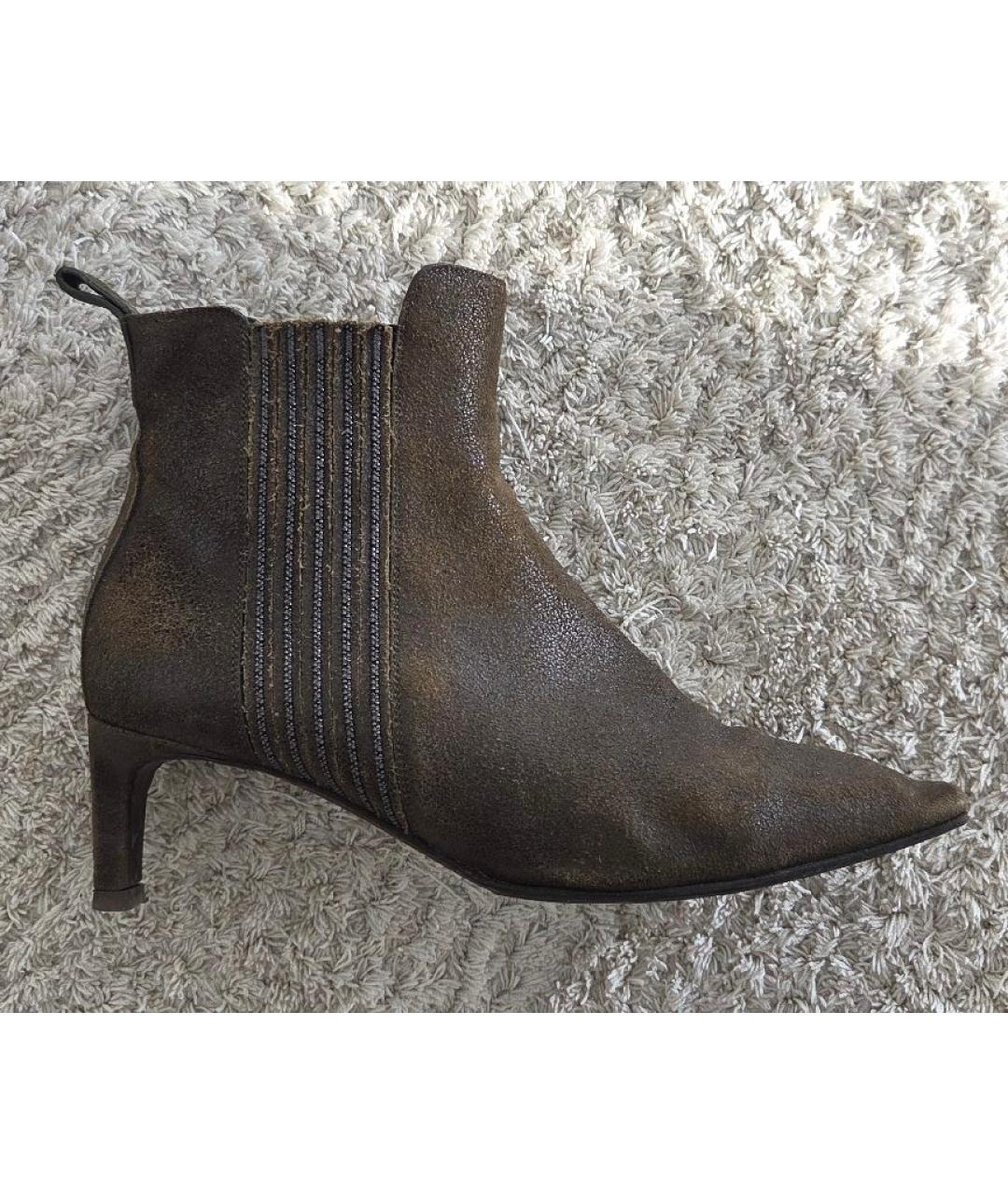 BRUNELLO CUCINELLI Коричневые кожаные ботильоны, фото 7