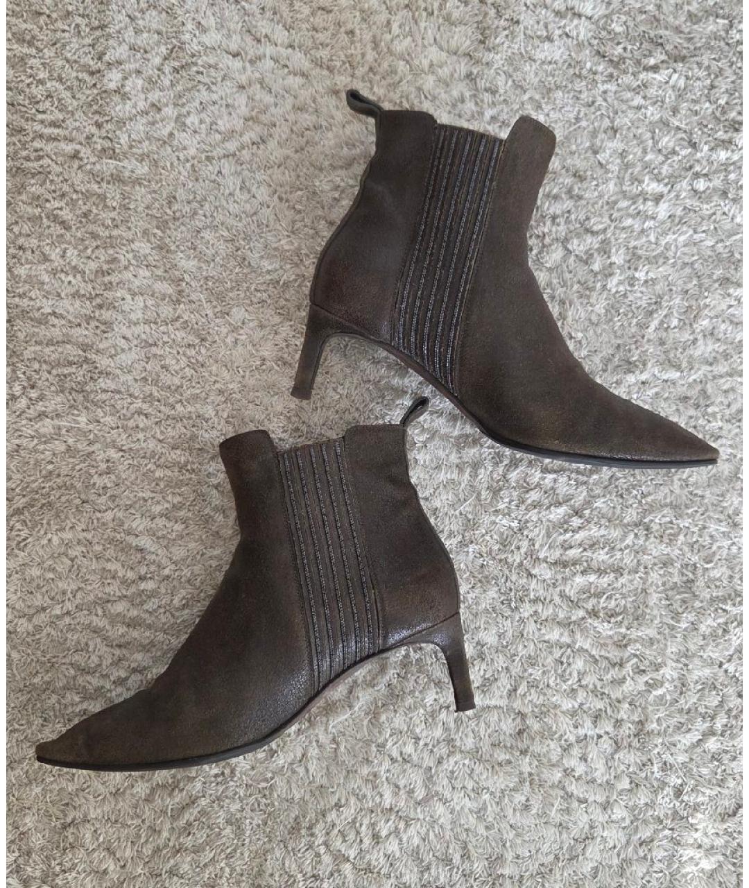 BRUNELLO CUCINELLI Коричневые кожаные ботильоны, фото 5