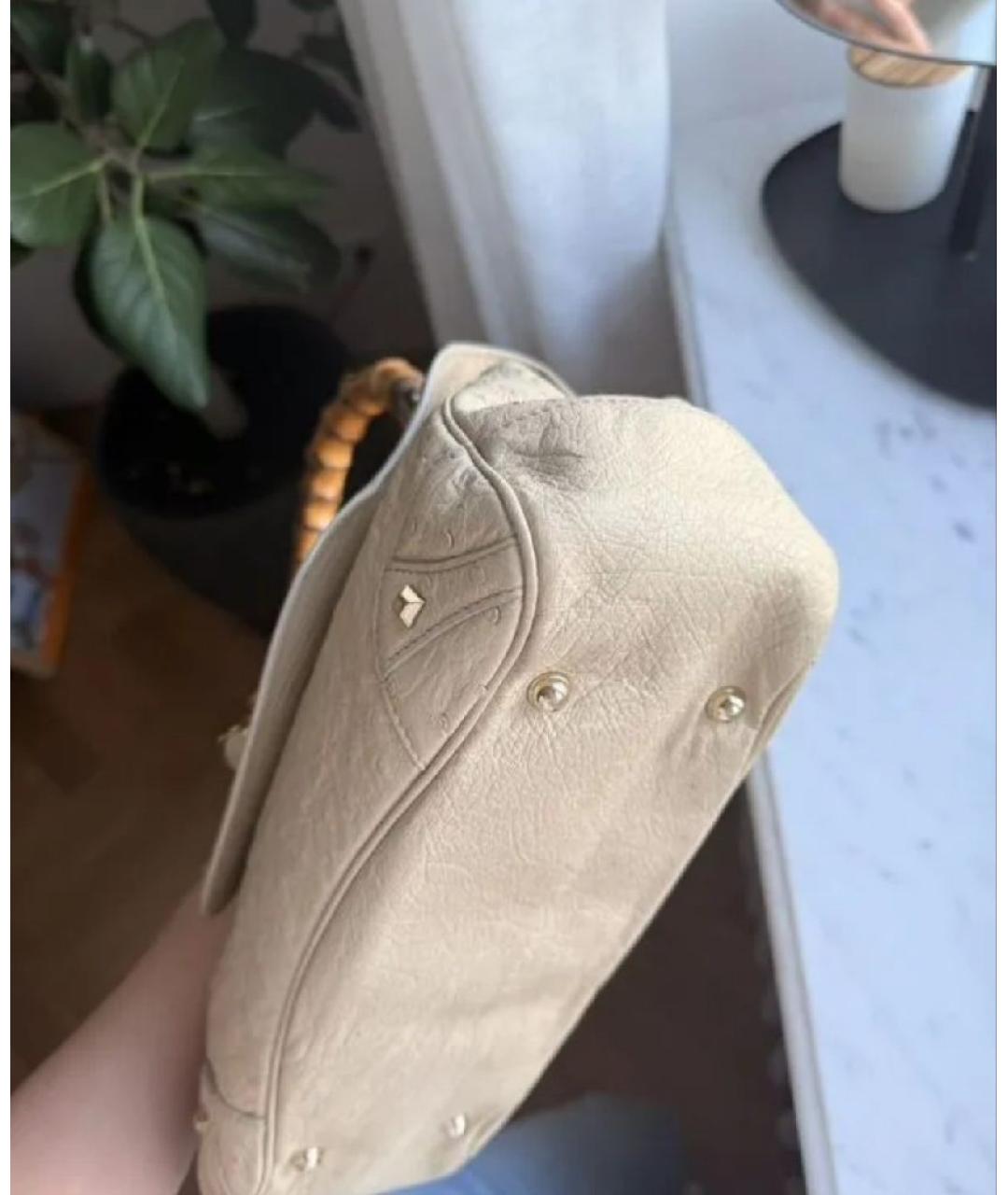 GUCCI Бежевая сумка с короткими ручками из экзотической кожи, фото 2