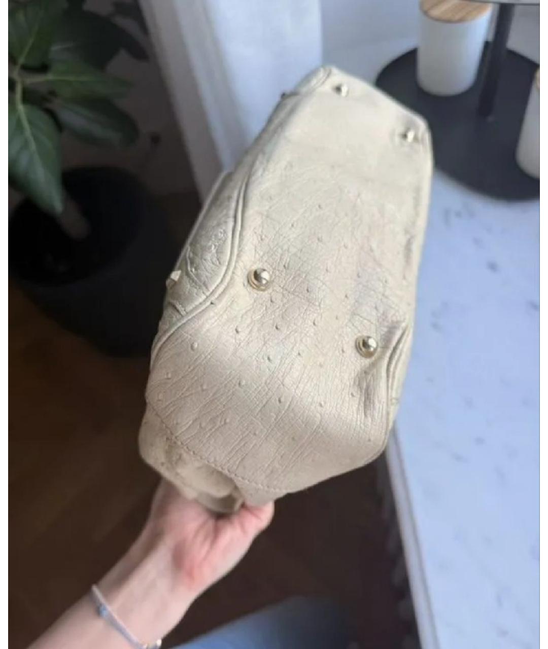 GUCCI Бежевая сумка с короткими ручками из экзотической кожи, фото 5