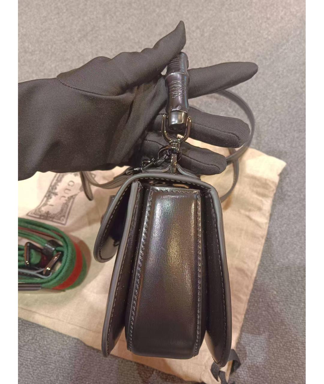 GUCCI Коричневая кожаная сумка через плечо, фото 4