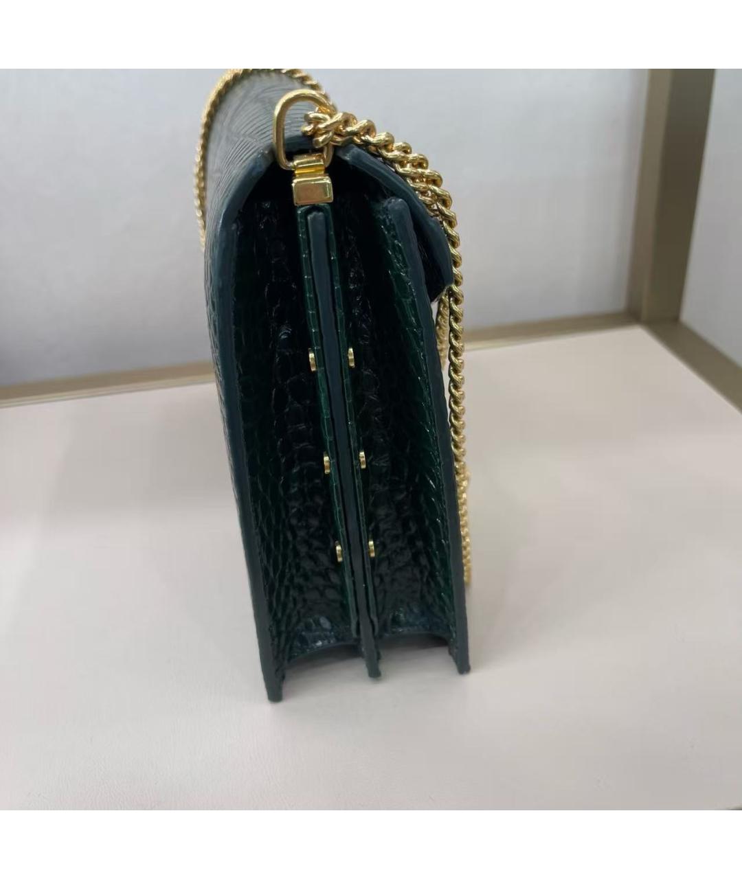 SAINT LAURENT Зеленая кожаная сумка через плечо, фото 5