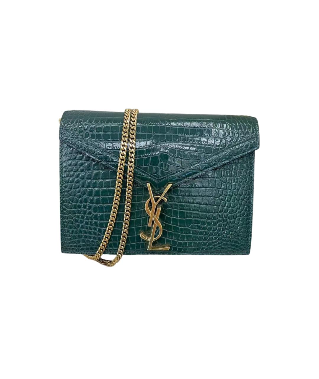 SAINT LAURENT Зеленая кожаная сумка через плечо, фото 7
