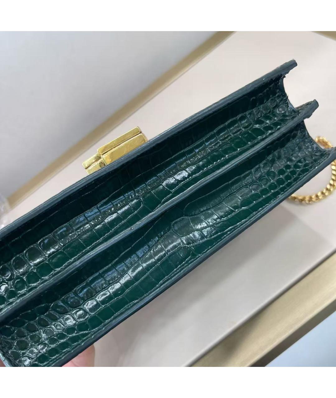 SAINT LAURENT Зеленая кожаная сумка через плечо, фото 6