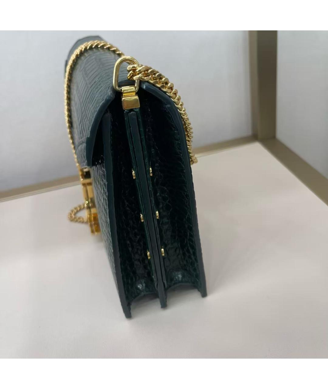 SAINT LAURENT Зеленая кожаная сумка через плечо, фото 3