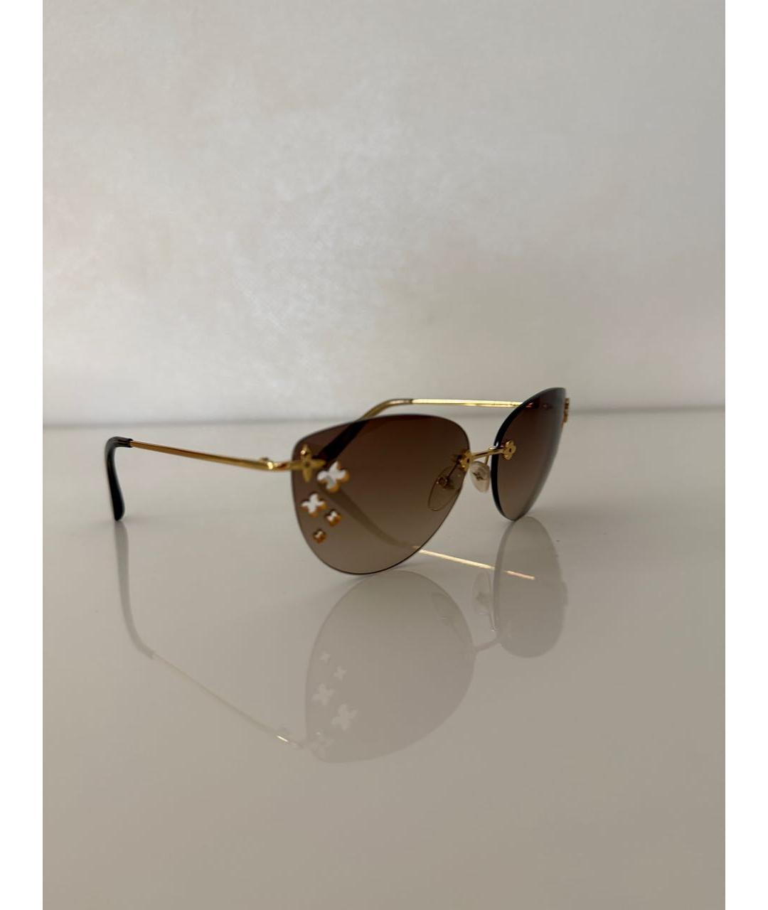 LOUIS VUITTON Золотые металлические солнцезащитные очки, фото 3