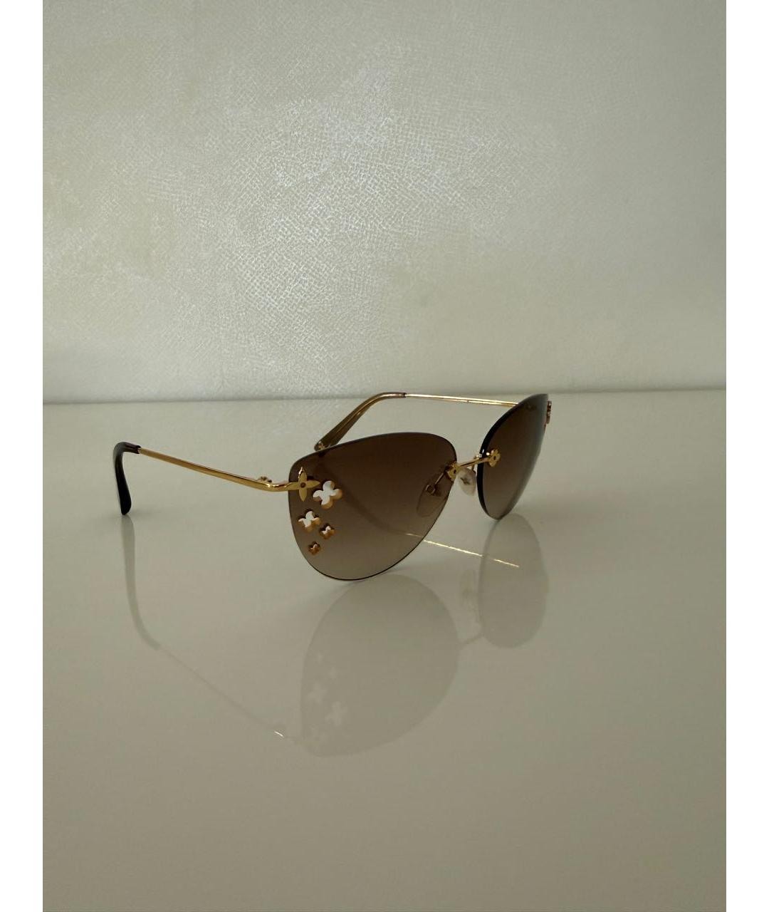 LOUIS VUITTON Золотые металлические солнцезащитные очки, фото 4