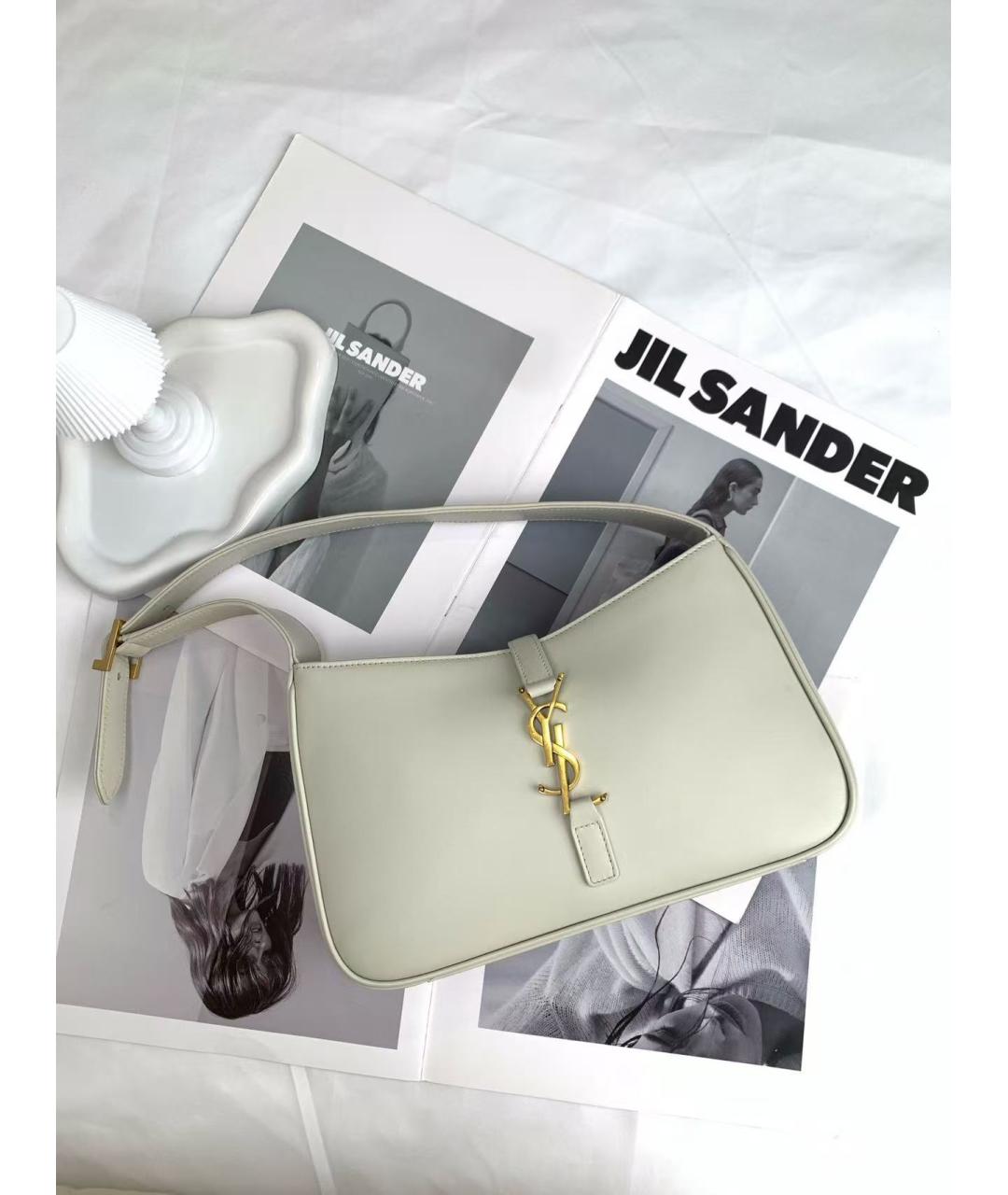 SAINT LAURENT Белая кожаная сумка через плечо, фото 7
