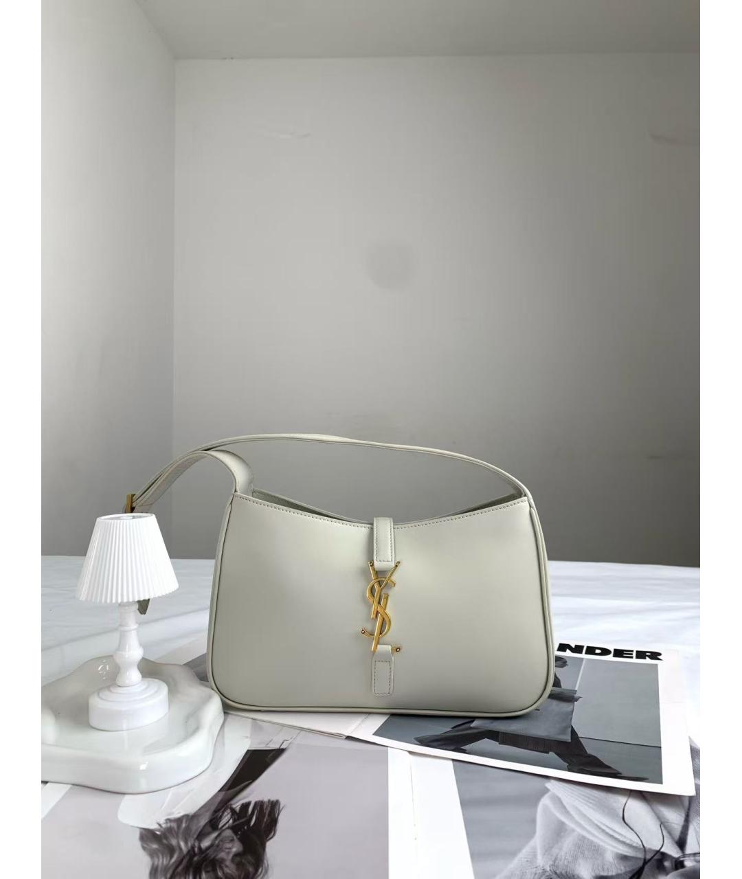 SAINT LAURENT Белая кожаная сумка через плечо, фото 2