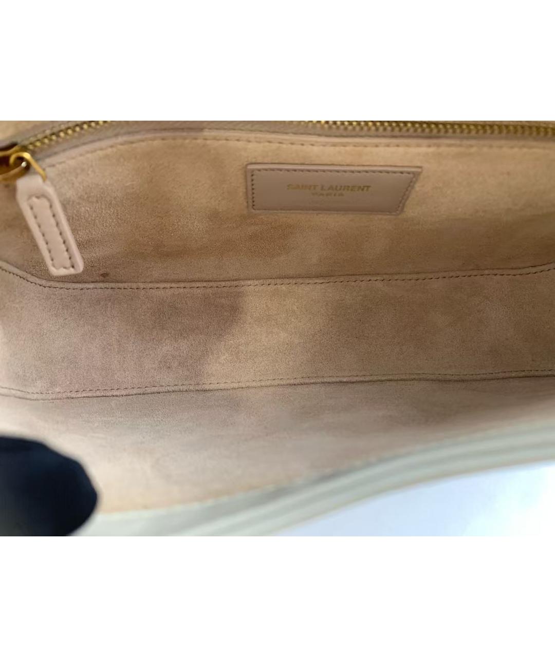 SAINT LAURENT Белая кожаная сумка через плечо, фото 6