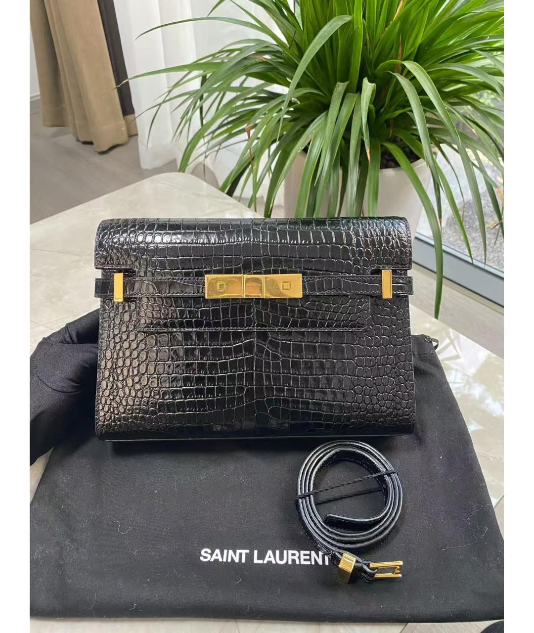 SAINT LAURENT Черная кожаная сумка через плечо, фото 3