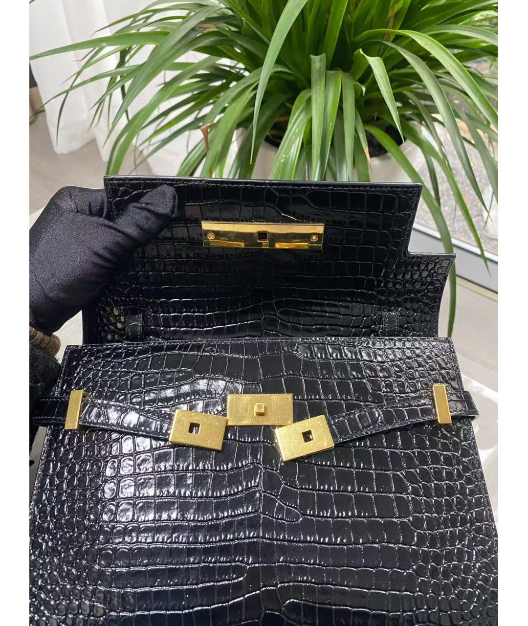 SAINT LAURENT Черная кожаная сумка через плечо, фото 7