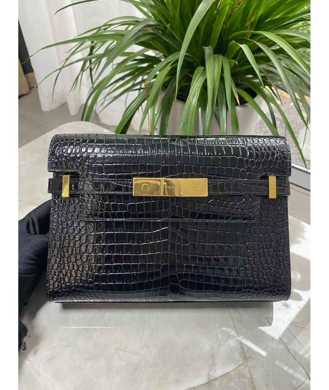 SAINT LAURENT Черная кожаная сумка через плечо, фото 2