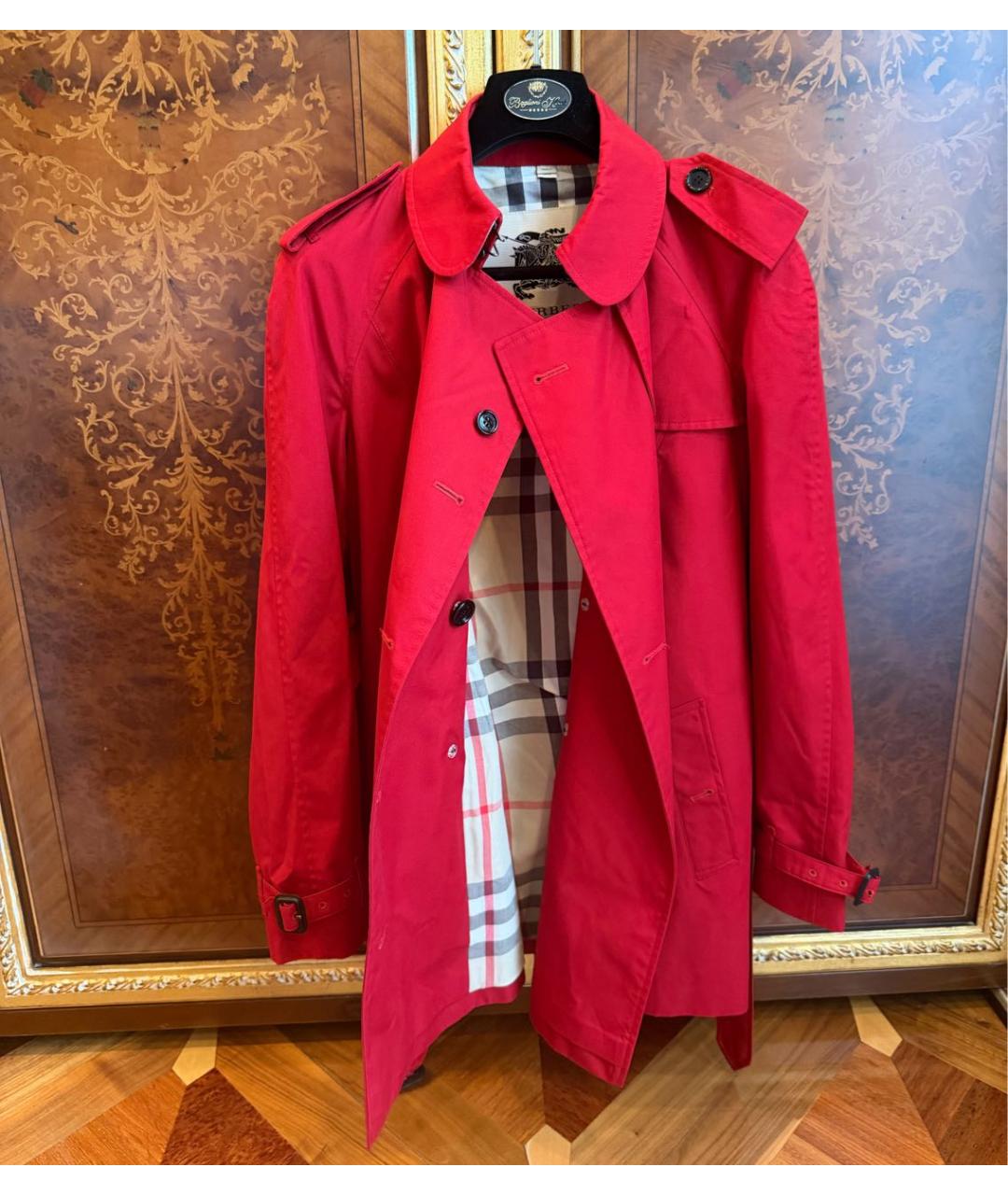 BURBERRY Красный хлопковый тренч/плащ, фото 7