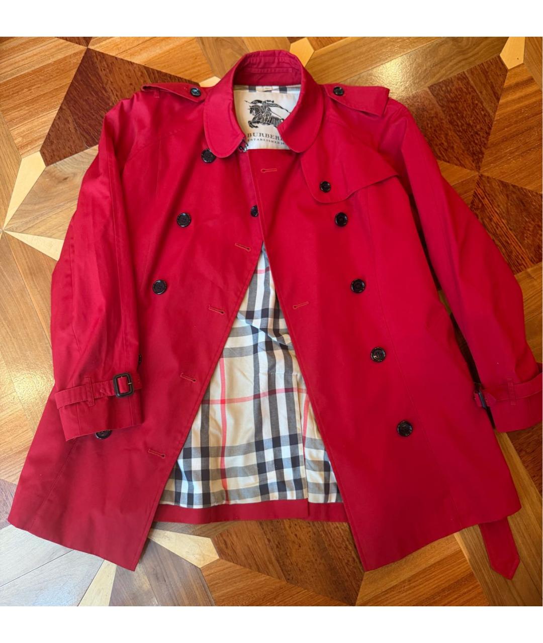 BURBERRY Красный хлопковый тренч/плащ, фото 5