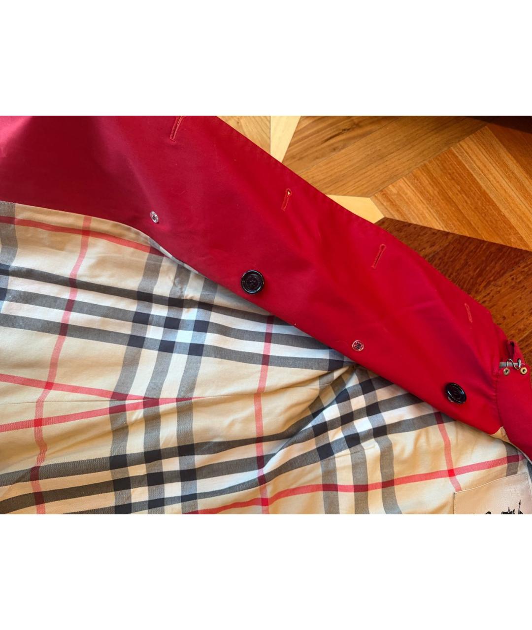 BURBERRY Красный хлопковый тренч/плащ, фото 4