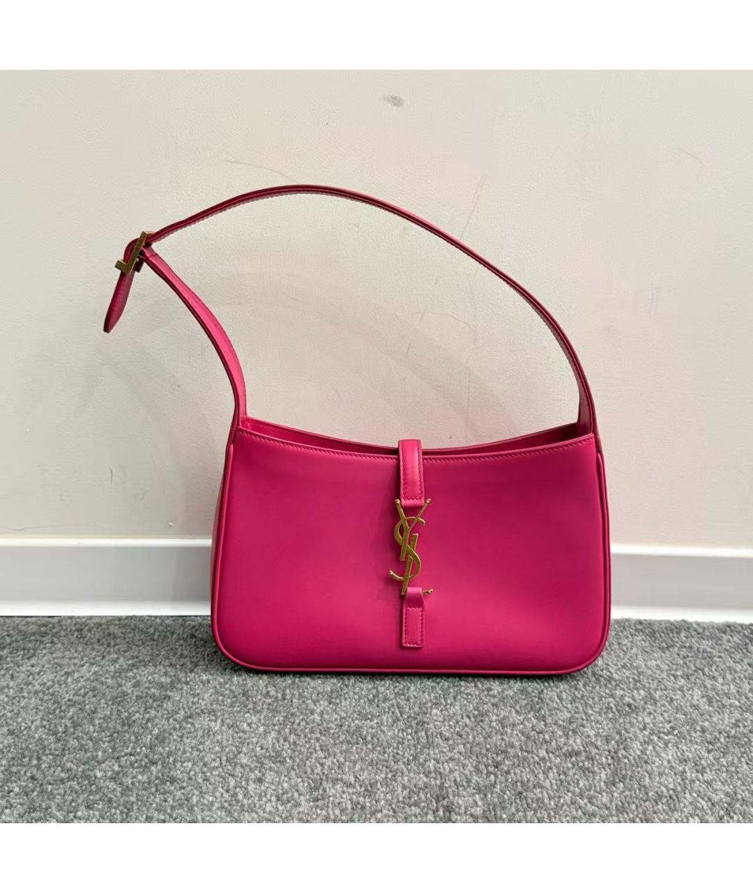 SAINT LAURENT Фуксия кожаная сумка через плечо, фото 2