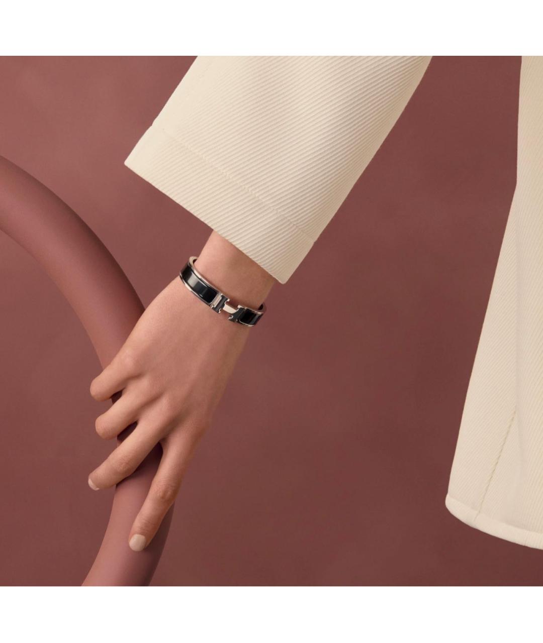 HERMES Черный металлический браслет, фото 3