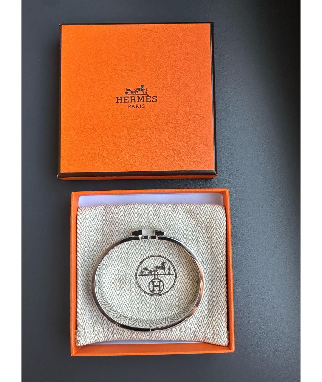 HERMES Черный металлический браслет, фото 5