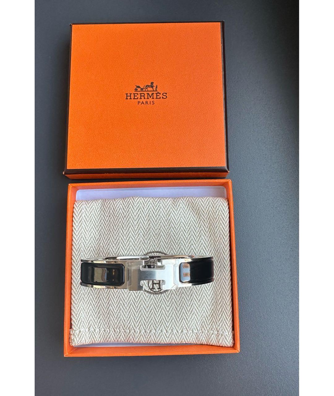 HERMES Черный металлический браслет, фото 4