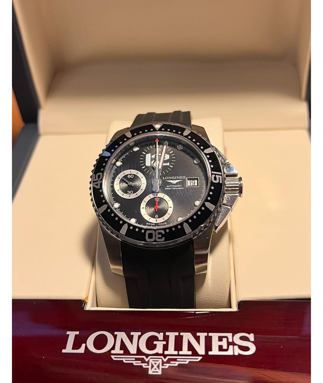 LONGINES Черные стальные часы, фото 5
