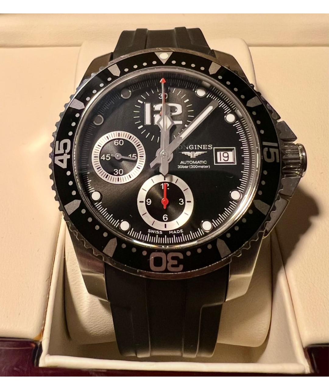 LONGINES Черные стальные часы, фото 6