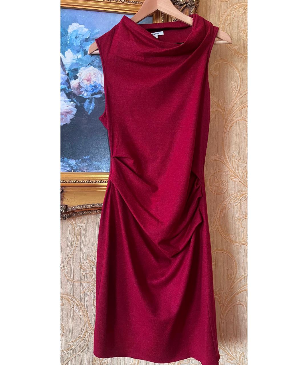 HELMUT LANG Бордовое шерстяное повседневное платье, фото 10