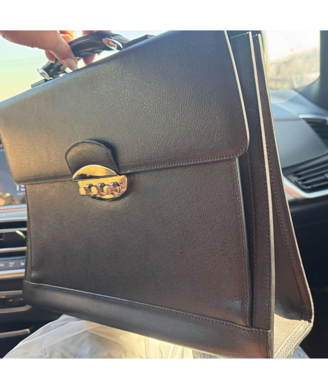 BRIONI Черный кожаный портфель, фото 2