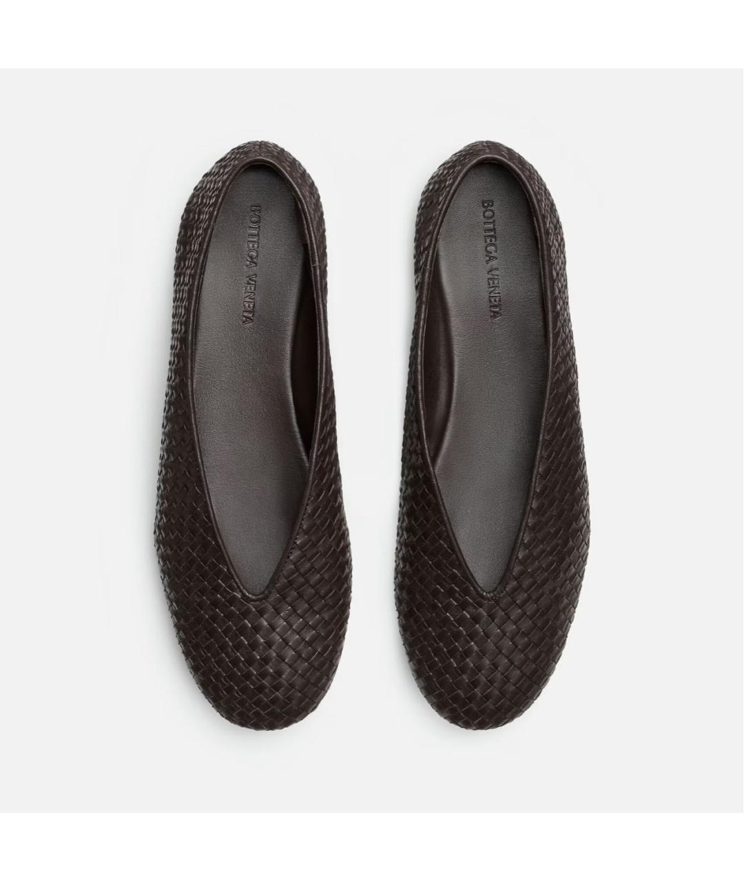 BOTTEGA VENETA Коричневые кожаные балетки, фото 2