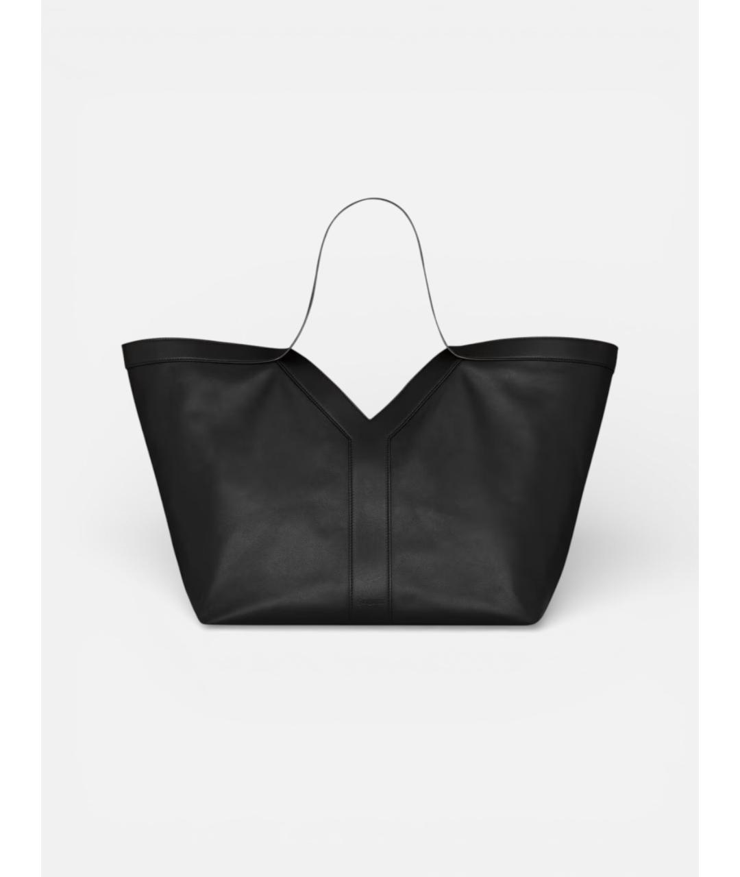 SAINT LAURENT Черная кожаная сумка тоут, фото 4