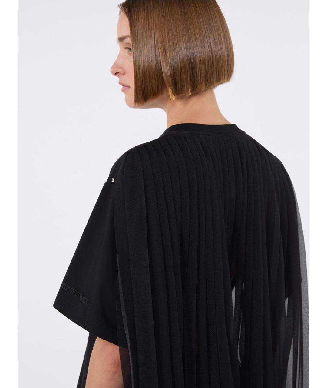 SPORTMAX Черная хлопковая футболка, фото 5