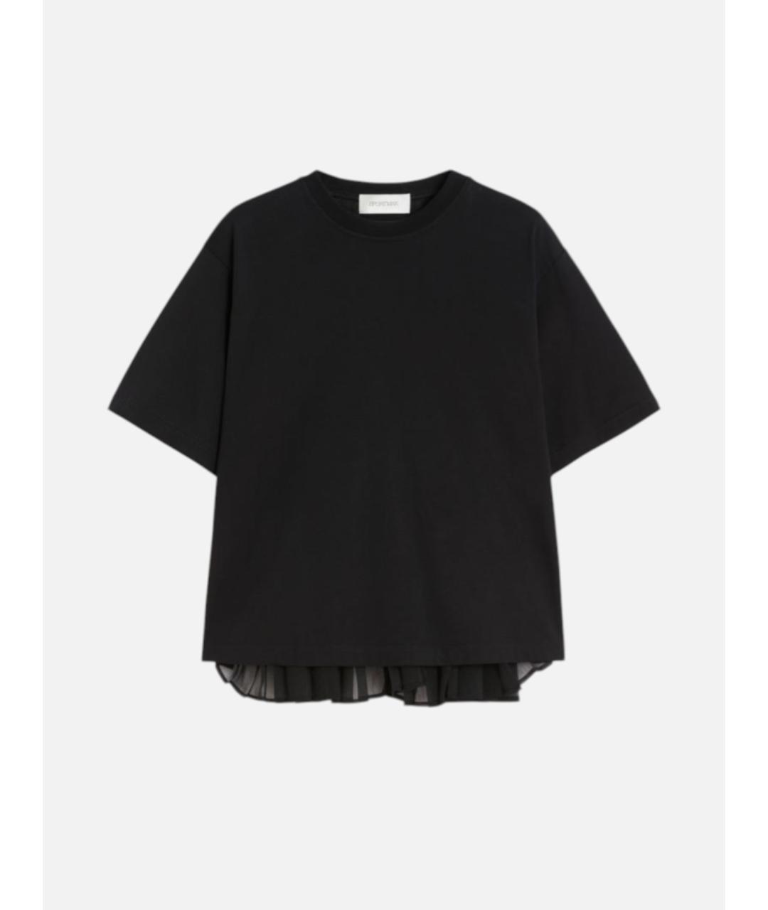 SPORTMAX Черная хлопковая футболка, фото 6