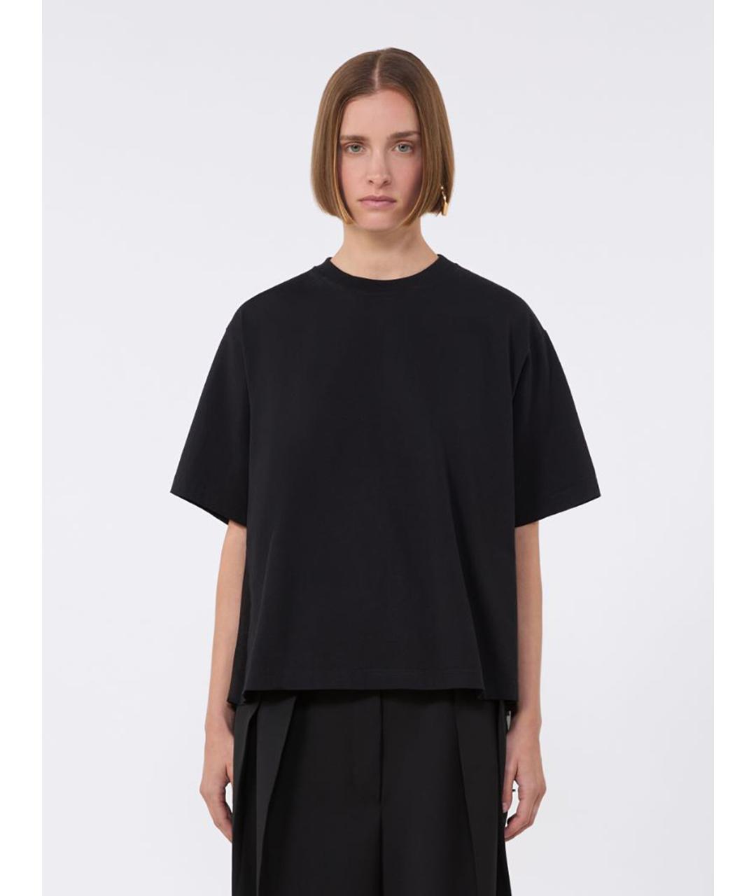 SPORTMAX Черная хлопковая футболка, фото 3