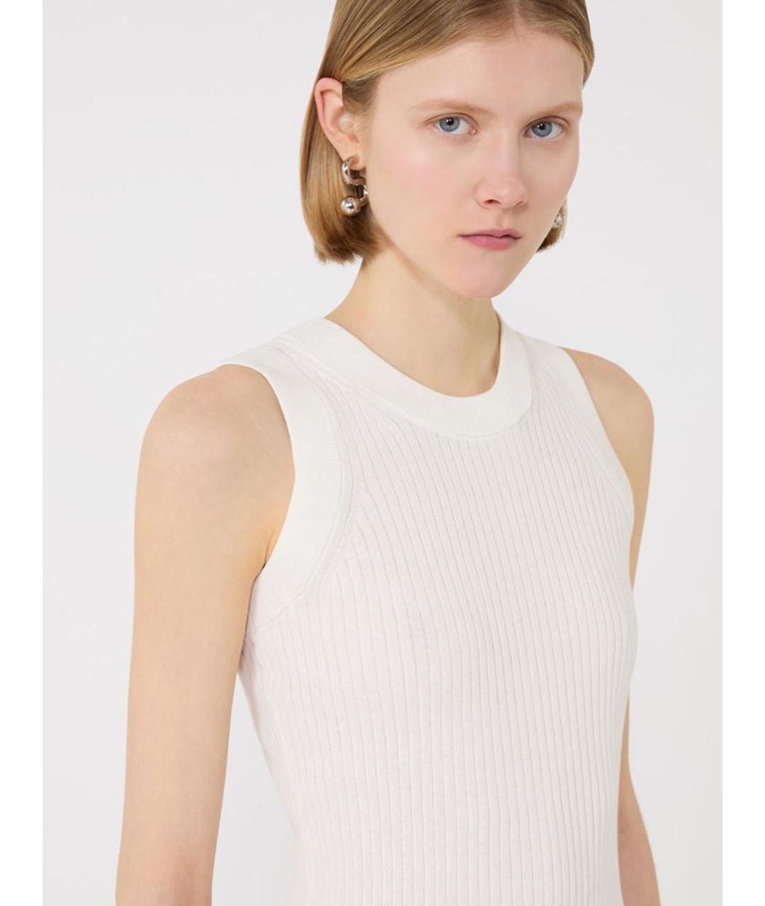 SPORTMAX Белая хлопковая майка, фото 5