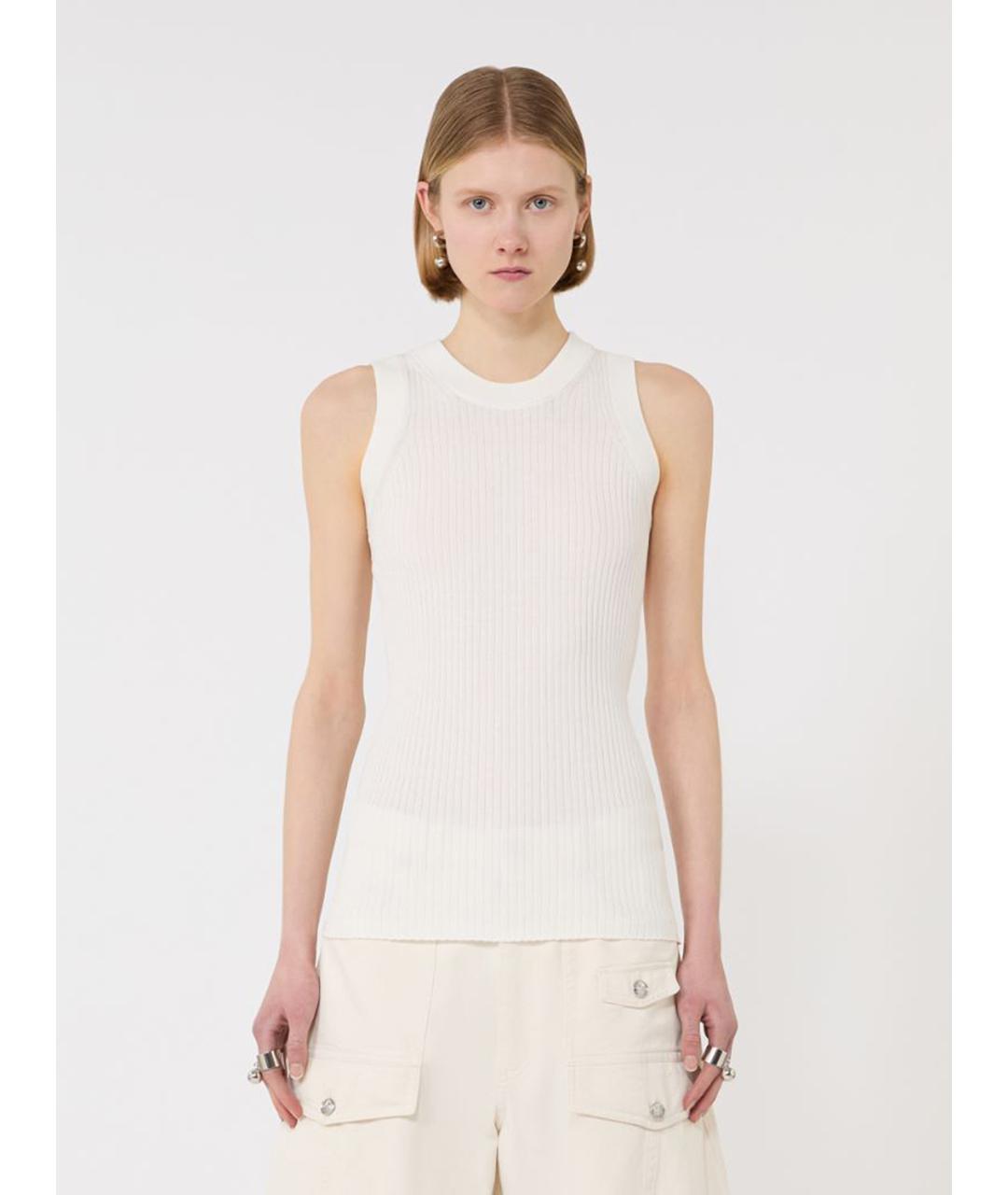 SPORTMAX Белая хлопковая майка, фото 3