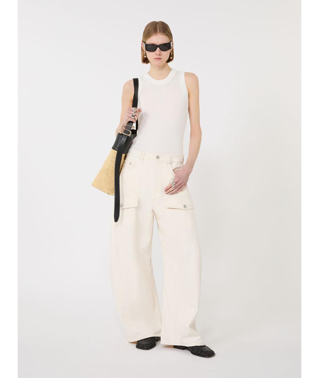 SPORTMAX Белая хлопковая майка, фото 2